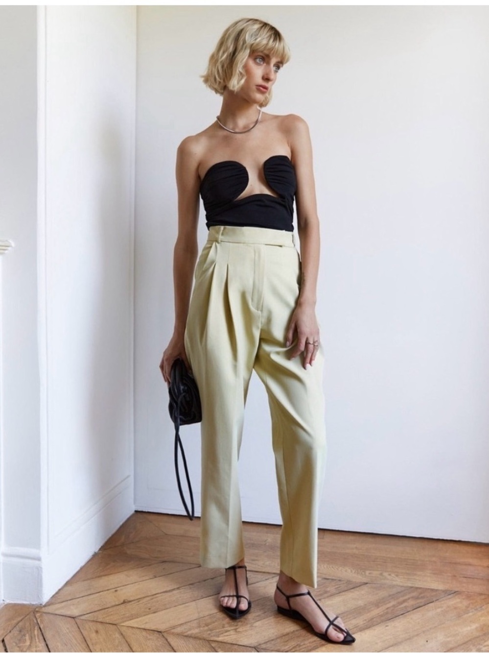 Pixie Market Pastel Green Pleated “Jaime” Trousers- straight leg